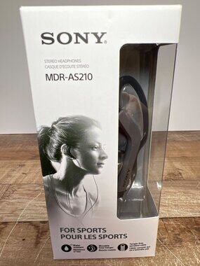 Sony MDR-AS210 Stereo Sports Headphones Lightweight Clip-On Design Water-Resista